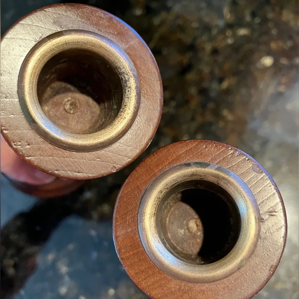 2 CHARLES LESTERS’ HAND TURNED WOOD CANDLESTICK CANDLE HOLDERS 9